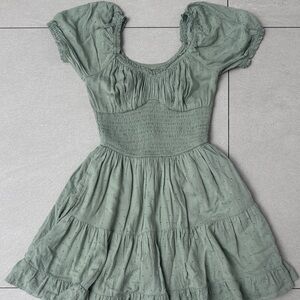 Hollister Green Smocked Mini Dress